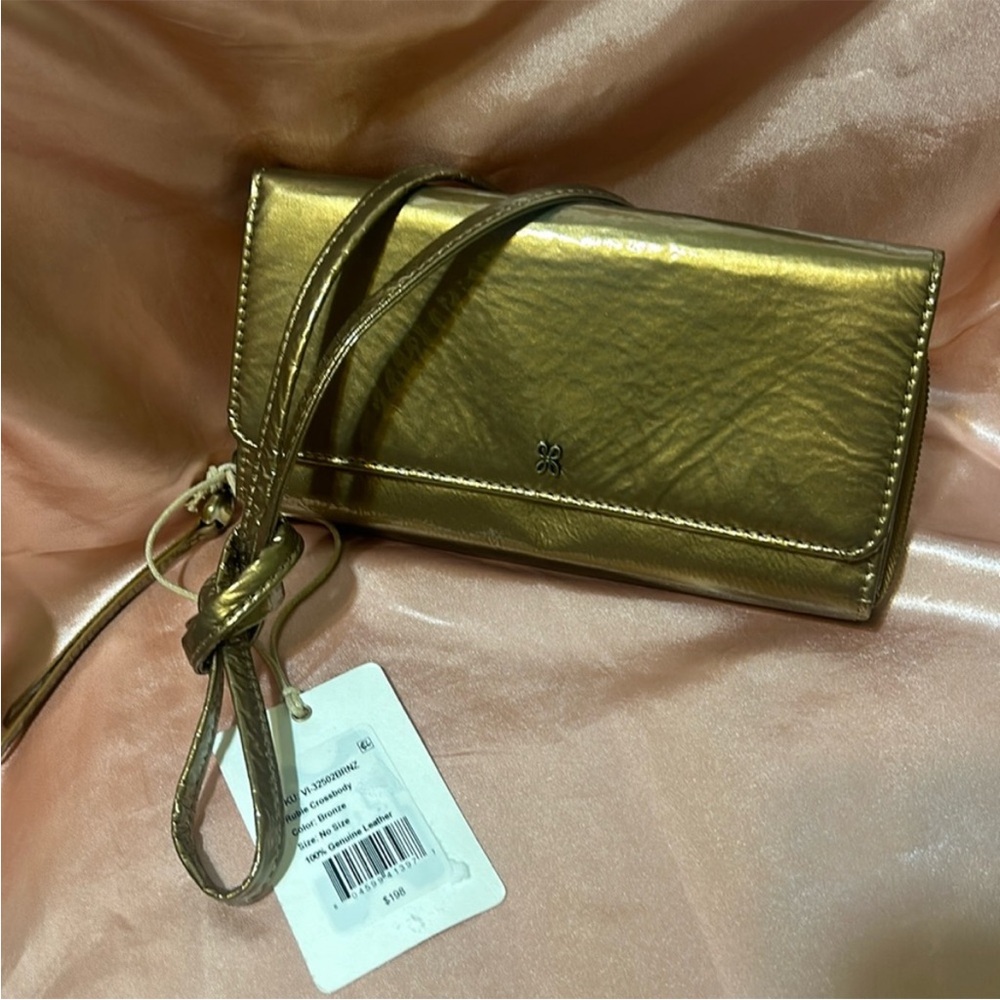 HOBO Metallic Gold Crossbody Wallet